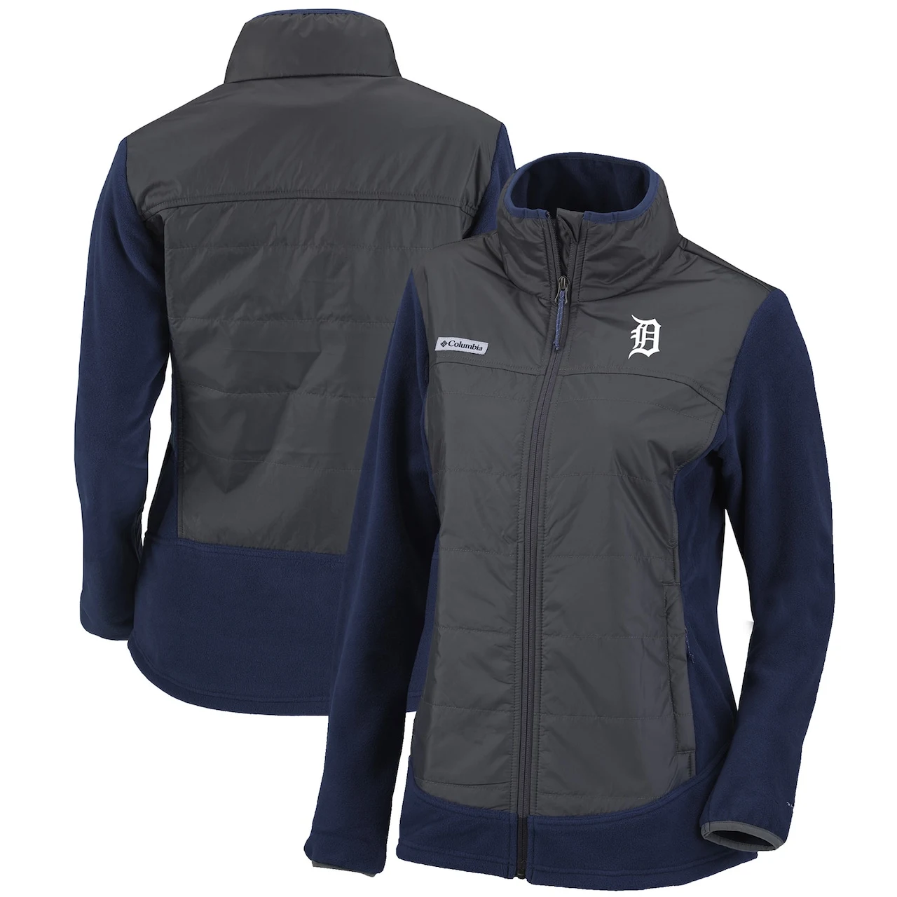 Women's Detroit Tigers Columbia Navy/Charcoal Basin Butte Fleece Full-Zip Jacket 3 Women's Detroit Tigers Columbia Navy/Charcoal Basin Butte Fleece Full-Zip Jacket