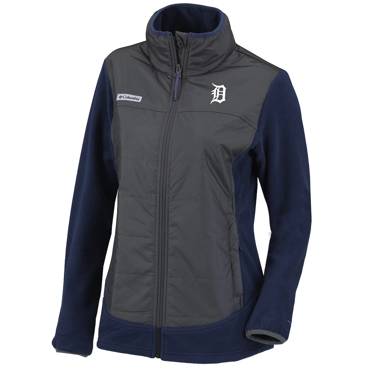 Women's Detroit Tigers Columbia Navy/Charcoal Basin Butte Fleece Full-Zip Jacket 4 Women's Detroit Tigers Columbia Navy/Charcoal Basin Butte Fleece Full-Zip Jacket - Image 2