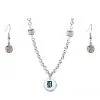 Detroit Tigers Crystals From Swarovski Baseball Necklace & Earrings