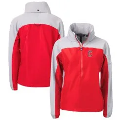 Women's Cleveland Guardians Cutter & Buck Red/Gray Charter Eco Recycled Anorak Jacket