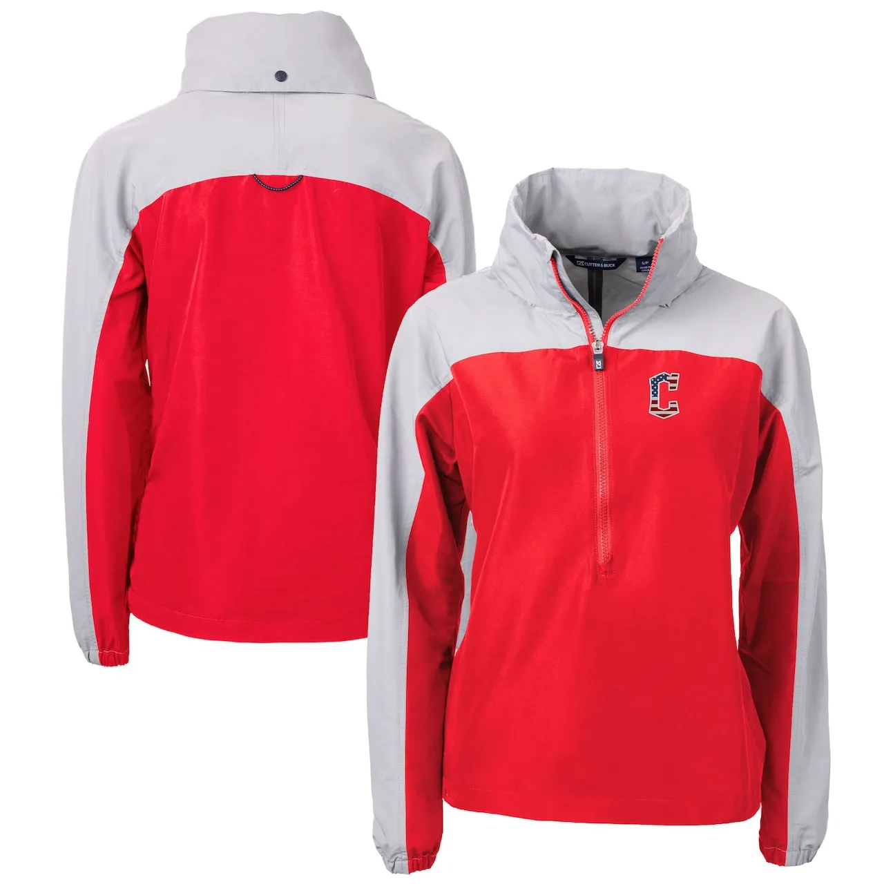 Women's Cleveland Guardians Cutter & Buck Red/Gray Charter Eco Recycled Anorak Jacket 3 Women's Cleveland Guardians Cutter & Buck Red/Gray Charter Eco Recycled Anorak Jacket