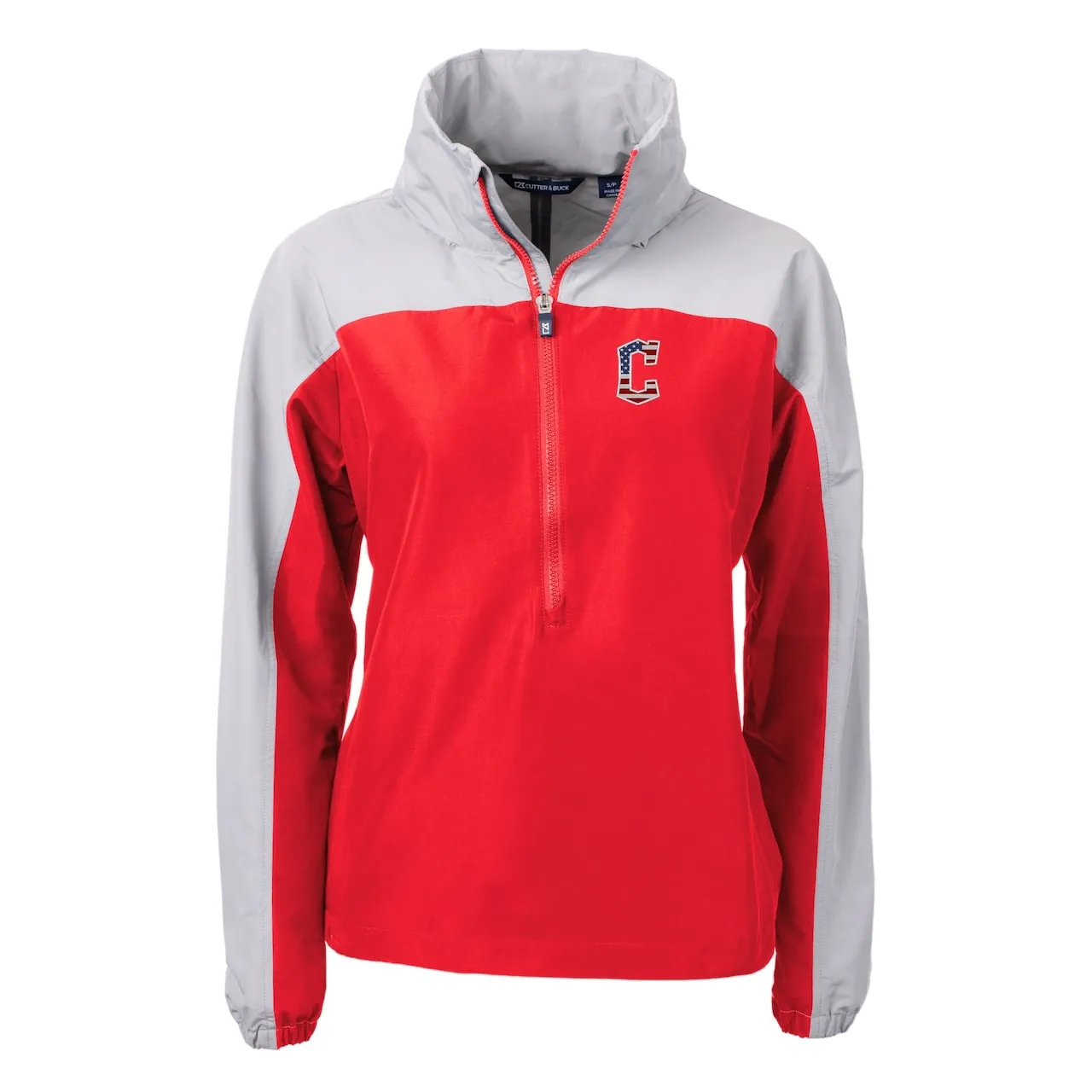Women's Cleveland Guardians Cutter & Buck Red/Gray Charter Eco Recycled Anorak Jacket 4 Women's Cleveland Guardians Cutter & Buck Red/Gray Charter Eco Recycled Anorak Jacket - Image 2