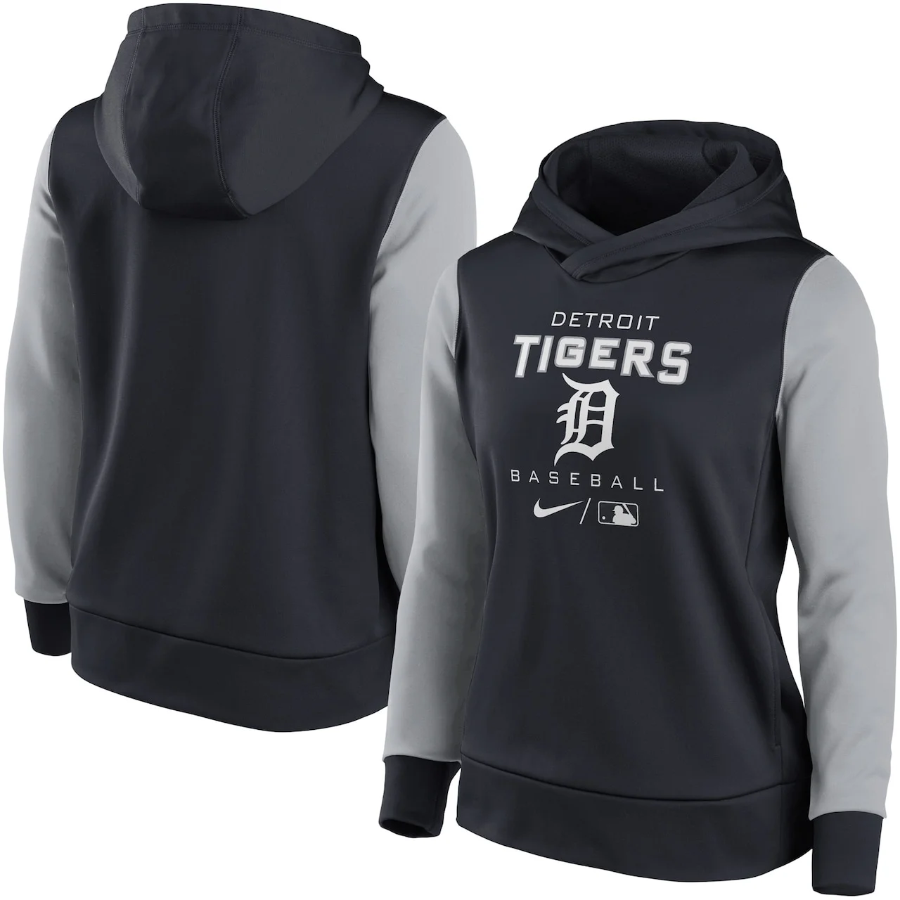 Women's Detroit Tigers Nike Navy/Gray Authentic Collection Pullover Hoodie 3 Women's Detroit Tigers Nike Navy/Gray Authentic Collection Pullover Hoodie