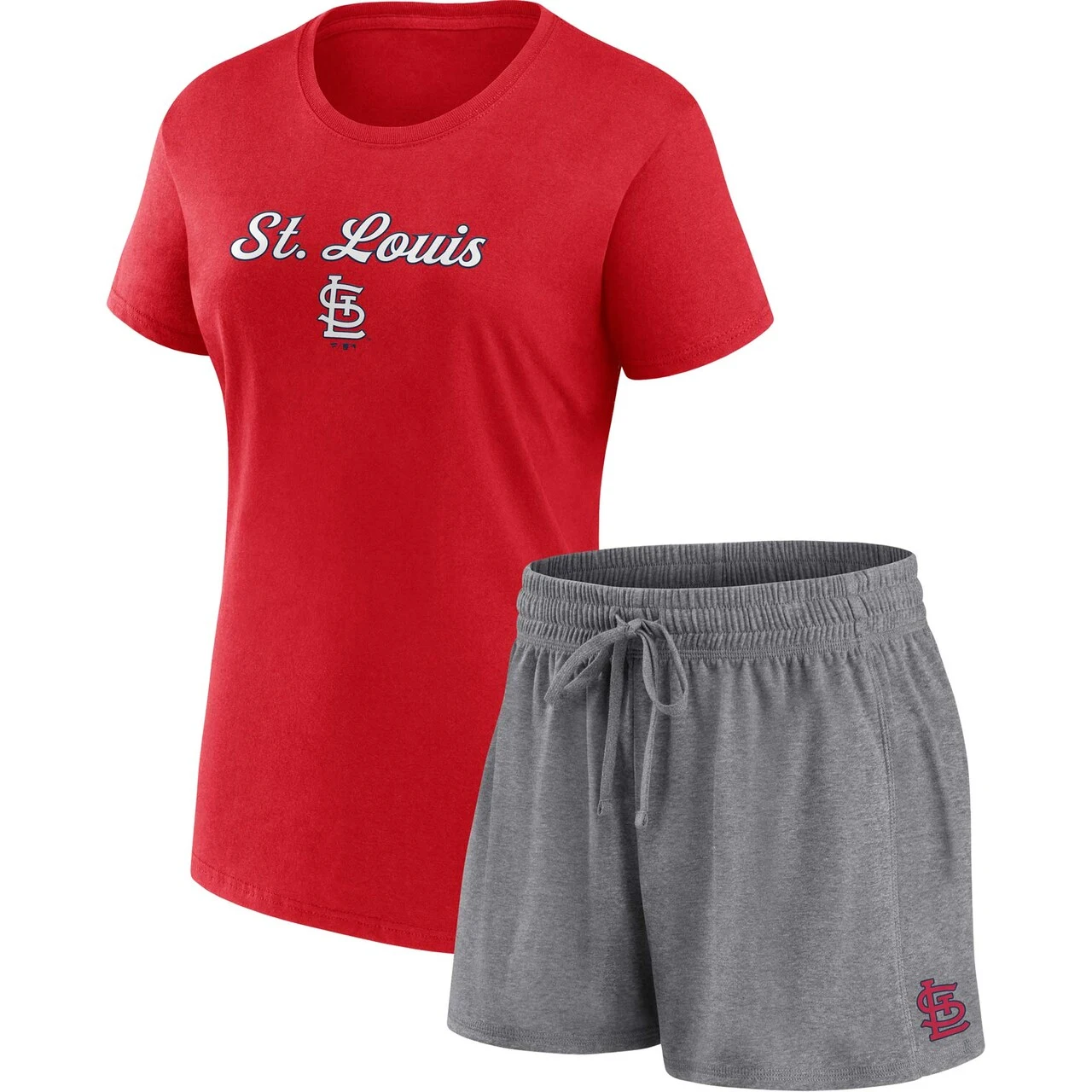 Women's St. Louis Cardinals Fanatics Branded Red/Gray Script T-Shirt & Shorts Combo Set 3 Women's St. Louis Cardinals Fanatics Branded Red/Gray Script T-Shirt & Shorts Combo Set