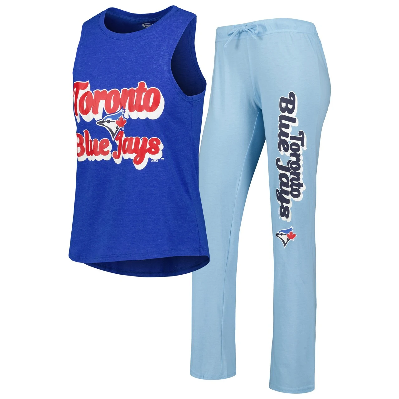 Women's Toronto Blue Jays Concepts Sport Powder Blue/Heather Royal Wordmark Meter Muscle Tank Top & Pants Sleep Set 3 Women's Toronto Blue Jays Concepts Sport Powder Blue/Heather Royal Wordmark Meter Muscle Tank Top & Pants Sleep Set