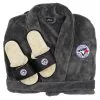Toronto Blue Jays ISlide Gray Faux Fur Slide Sandals & Robe Bundle