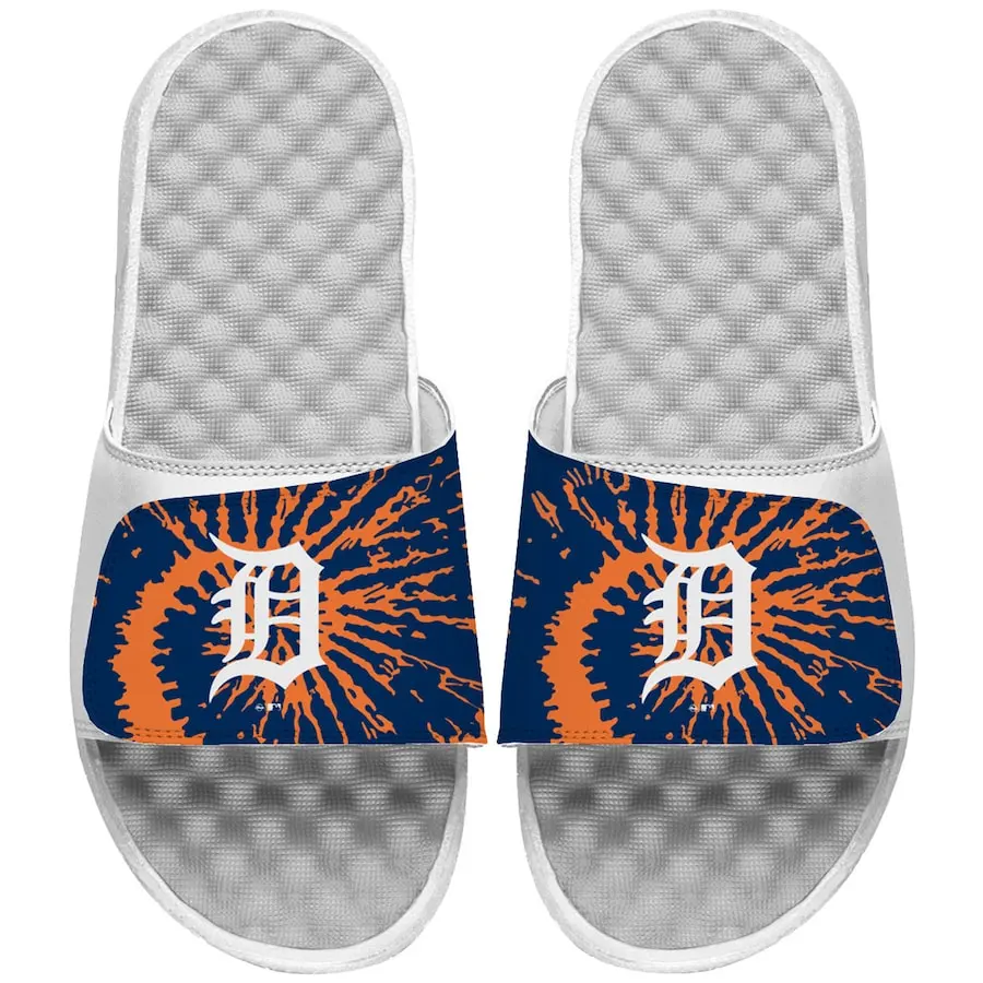 Detroit Tigers ISlide White Tie Dye Slide Sandals 3 Detroit Tigers ISlide White Tie Dye Slide Sandals