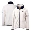 Women's Cleveland Guardians Cutter & Buck White/Navy Cascade Eco Sherpa Fleece Full-Zip Jacket