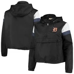 Profile Women's Detroit Tigers Black/Navy Plus Size Anorak Quarter-Zip Hoodie