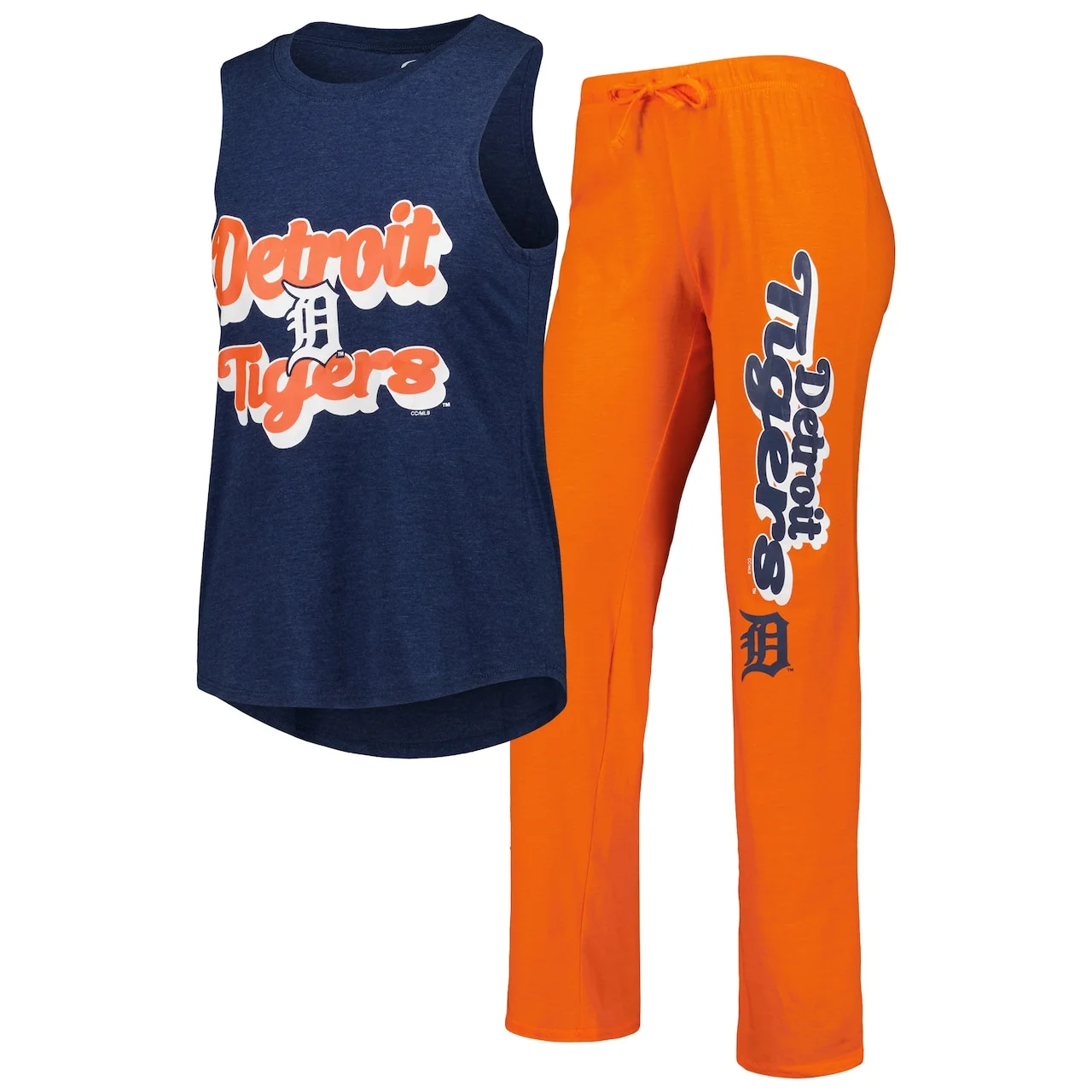 Women's Detroit Tigers Concepts Sport Orange/Navy Wordmark Meter Muscle Tank Top & Pants Sleep Set 3 Women's Detroit Tigers Concepts Sport Orange/Navy Wordmark Meter Muscle Tank Top & Pants Sleep Set