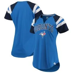 Women's Toronto Blue Jays Starter Royal/Navy Game On Notch Neck Raglan T-Shirt