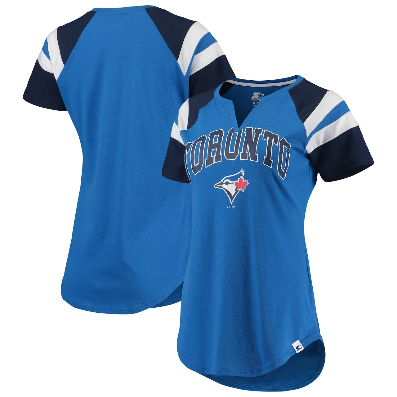 Women's Toronto Blue Jays Starter Royal/Navy Game On Notch Neck Raglan T-Shirt 3 Women's Toronto Blue Jays Starter Royal/Navy Game On Notch Neck Raglan T-Shirt