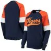 Women's Detroit Tigers Starter Navy/Orange Playmaker Raglan Pullover Sweatshirt