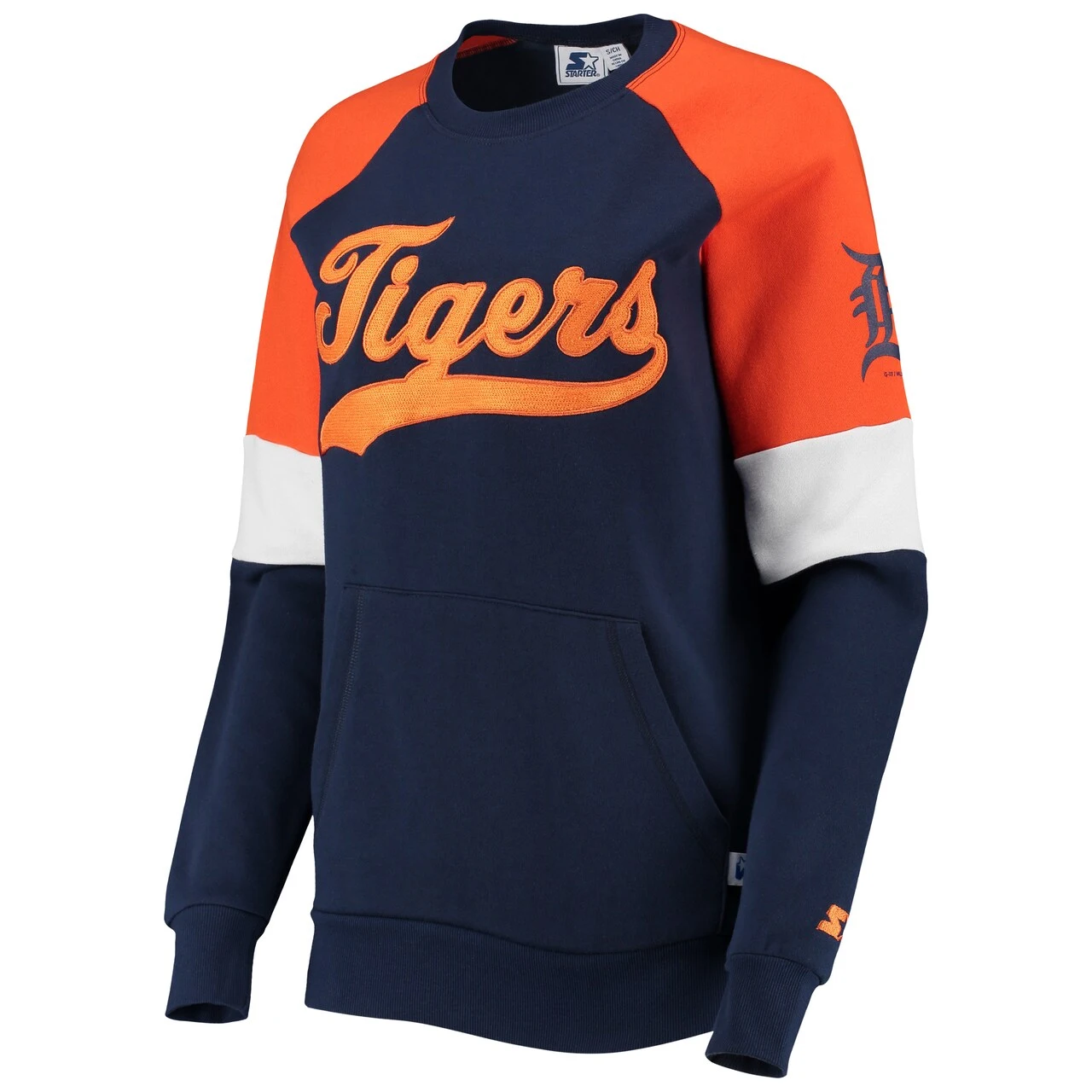 Women's Detroit Tigers Starter Navy/Orange Playmaker Raglan Pullover Sweatshirt 4 Women's Detroit Tigers Starter Navy/Orange Playmaker Raglan Pullover Sweatshirt - Image 2