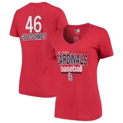 Paul Goldschmidt St. Louis Cardinals 5th & Ocean By New Era Women's Baby Jersey Flipped Number & Name V-Neck T-Shirt - Red