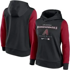 Women's Arizona Diamondbacks Nike Black/Red Authentic Collection Pullover Hoodie