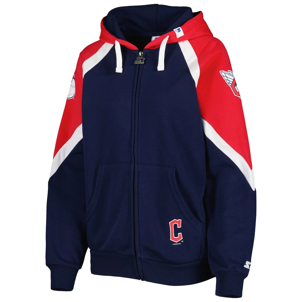 Women's Cleveland Guardians Starter Navy/Red Hail Mary Full-Zip Hoodie 4 Women's Cleveland Guardians Starter Navy/Red Hail Mary Full-Zip Hoodie - Image 2