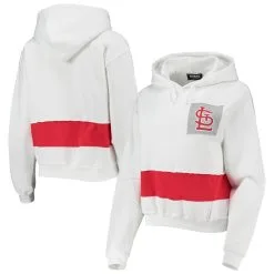 Women's St. Louis Cardinals Refried Apparel White/Red Cropped Pullover Hoodie