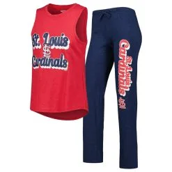 Women's St. Louis Cardinals Concepts Sport Navy/Red Wordmark Meter Muscle Tank Top & Pants Sleep Set