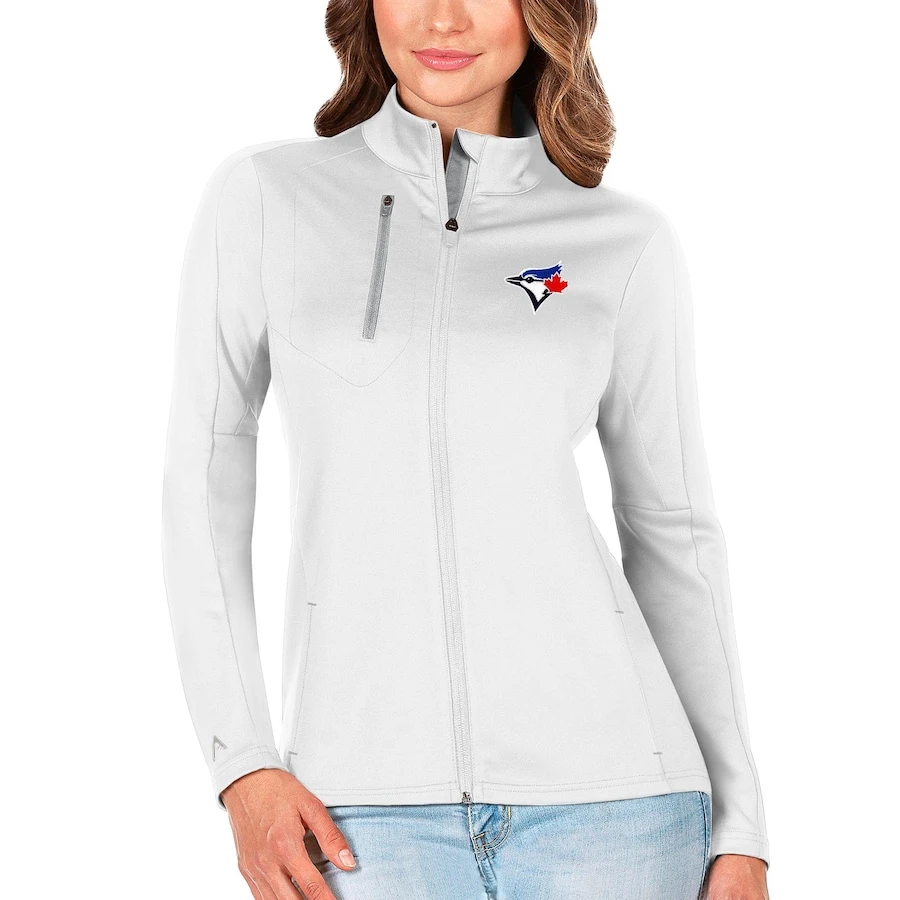 Women's Toronto Blue Jays Antigua White/Silver Generation Full-Zip Jacket 3 Women's Toronto Blue Jays Antigua White/Silver Generation Full-Zip Jacket