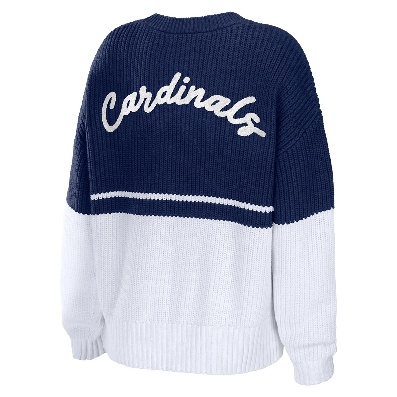 Women's St. Louis Cardinals WEAR By Erin Andrews Navy/White Chunky Pullover Sweatshirt 5 Women's St. Louis Cardinals WEAR By Erin Andrews Navy/White Chunky Pullover Sweatshirt - Image 3