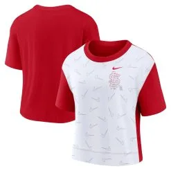 Women's St. Louis Cardinals Nike Red/White Line Up High Hip Fashion T-Shirt