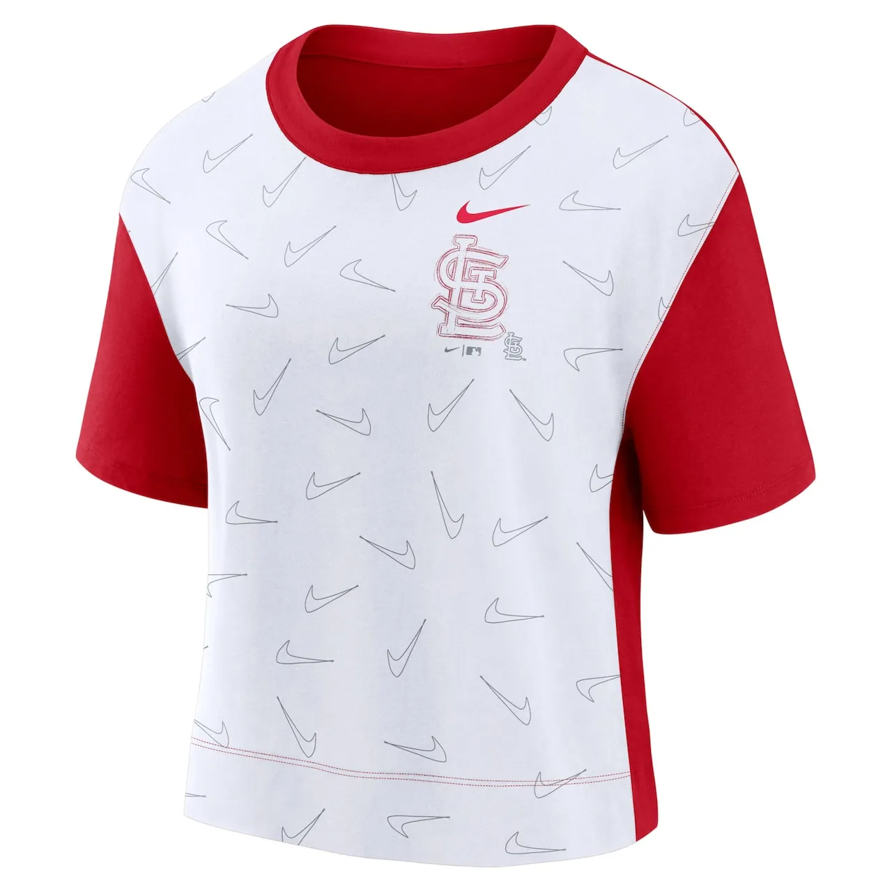 Women's St. Louis Cardinals Nike Red/White Line Up High Hip Fashion T-Shirt 4 Women's St. Louis Cardinals Nike Red/White Line Up High Hip Fashion T-Shirt - Image 2