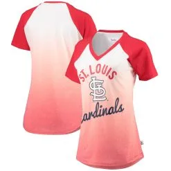 Touch Women's St. Louis Cardinals G-III Sports By Carl Banks Red/White Shortstop Ombre Raglan V-Neck T-Shirt