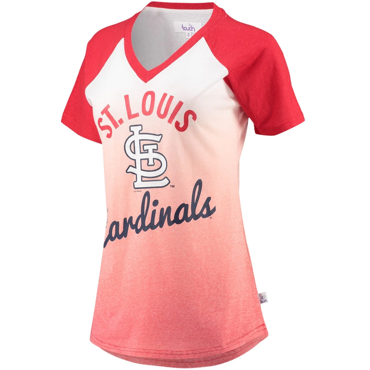 Touch Women's St. Louis Cardinals G-III Sports By Carl Banks Red/White Shortstop Ombre Raglan V-Neck T-Shirt 4 Touch Women's St. Louis Cardinals G-III Sports By Carl Banks Red/White Shortstop Ombre Raglan V-Neck T-Shirt - Image 2