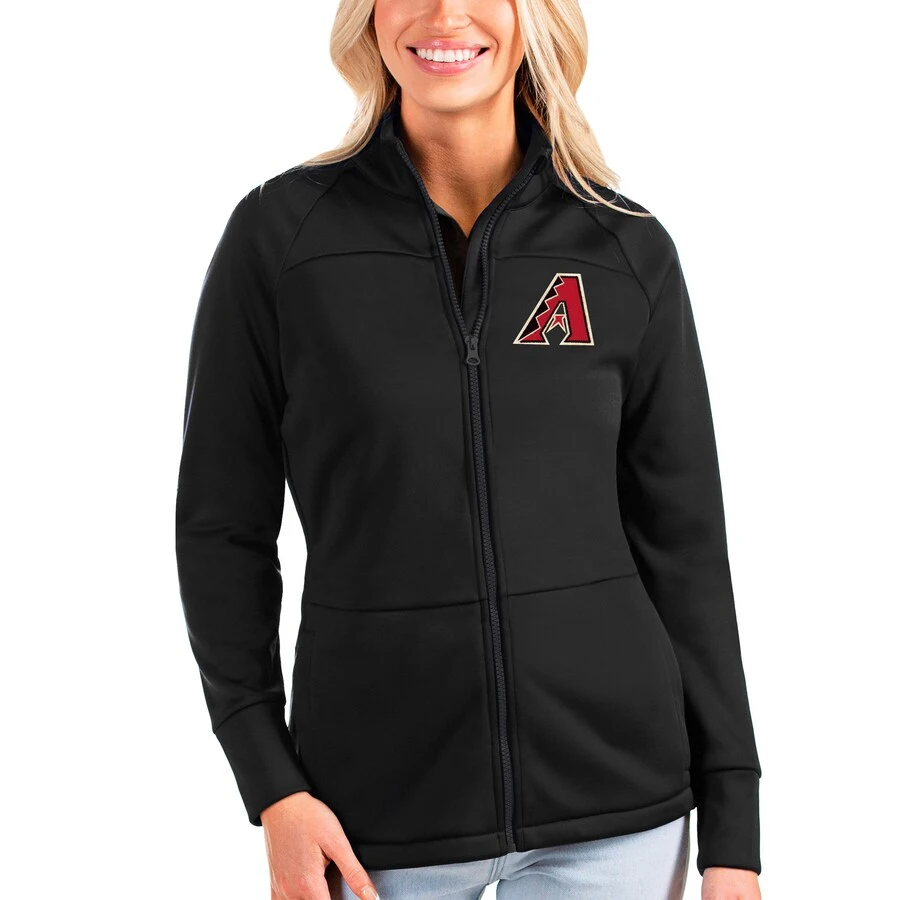 Women's Arizona Diamondbacks Antigua Black Links Full-Zip Golf Jacket 3 Women's Arizona Diamondbacks Antigua Black Links Full-Zip Golf Jacket