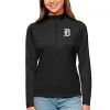 Women's Detroit Tigers Antigua Black Tribute Quarter-Zip Pullover Top