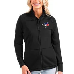 Women's Toronto Blue Jays Antigua Black Links Full-Zip Golf Jacket