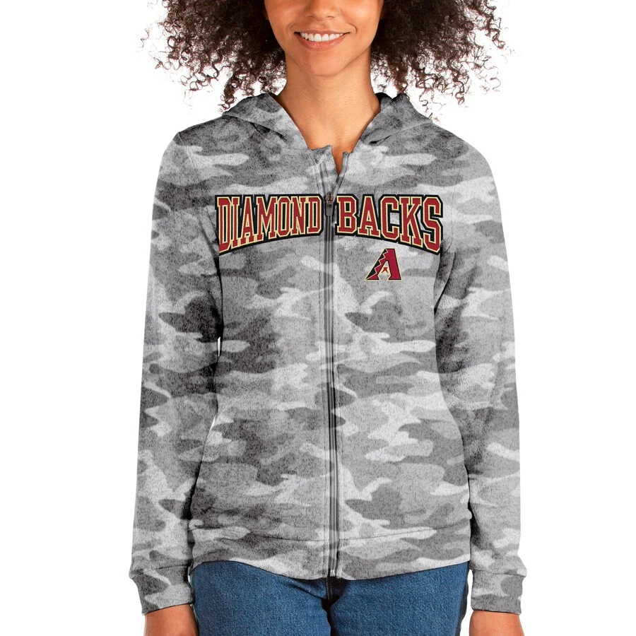 Women's Arizona Diamondbacks Antigua Camo Wordmark Absolute Full-Zip Hoodie 3 Women's Arizona Diamondbacks Antigua Camo Wordmark Absolute Full-Zip Hoodie