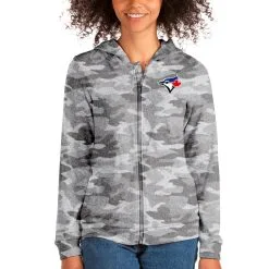 Women's Toronto Blue Jays Antigua Camo Team Absolute Full-Zip Hoodie
