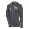 Women's Cleveland Guardians Antigua Charcoal Brushed Metallic Victory Full-Zip Hoodie