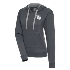 Women's Cleveland Guardians Antigua Charcoal Brushed Metallic Victory Pullover Hoodie