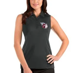 Women's Cleveland Guardians Antigua Charcoal Sleeveless Tribute Polo