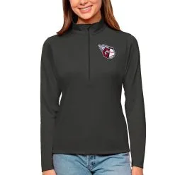 Women's Cleveland Guardians Antigua Charcoal Tribute Quarter-Zip Pullover Top