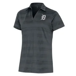 Women's Detroit Tigers Antigua Charcoal Brushed Metallic Compass Polo