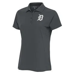 Women's Detroit Tigers Antigua Charcoal Logo Legacy Pique Polo
