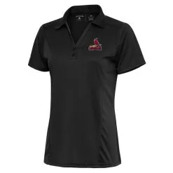 Women's St. Louis Cardinals Antigua Charcoal Team Logo Tribute Polo