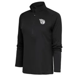 Women's Cleveland Guardians Antigua Gray Brushed Metallic Tribute Half-Zip Pullover Top