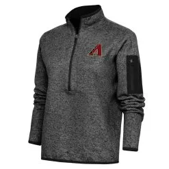 Women's Arizona Diamondbacks Antigua Heather Black Logo Fortune Quarter-Zip Pullover Jacket