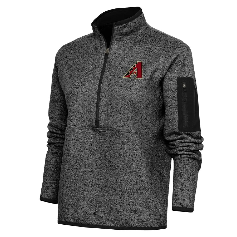 Women's Arizona Diamondbacks Antigua Heather Black Logo Fortune Quarter-Zip Pullover Jacket 3 Women's Arizona Diamondbacks Antigua Heather Black Logo Fortune Quarter-Zip Pullover Jacket