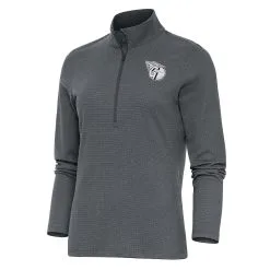 Women's Cleveland Guardians Antigua Heather Charcoal Brushed Metallic Epic Half-Zip Pullover Top