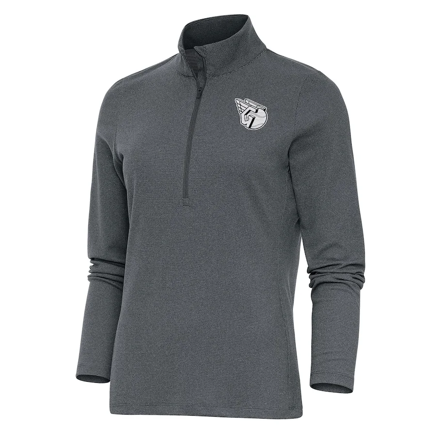 Women's Cleveland Guardians Antigua Heather Charcoal Brushed Metallic Epic Half-Zip Pullover Top 3 Women's Cleveland Guardians Antigua Heather Charcoal Brushed Metallic Epic Half-Zip Pullover Top