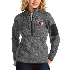 Women's Cleveland Guardians Antigua Heather Charcoal Fortune Quarter-Zip Jacket
