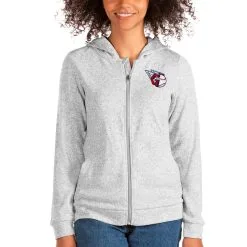 Women's Cleveland Guardians Antigua Heather Gray Absolute Full-Zip Hoodie