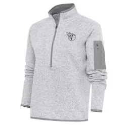 Women's Cleveland Guardians Antigua Heather Gray Brushed Metallic Fortune Half-Zip Pullover Jacket