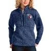 Women's Cleveland Guardians Antigua Heather Navy Fortune Quarter-Zip Jacket